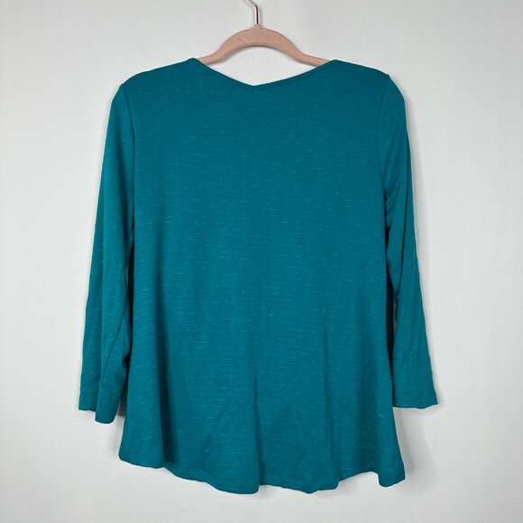 2/$30 NWT Status by Chenault Twist Front Long Sleeve Blouse Jade M #A0286 TRB2 - Picture 4 of 8